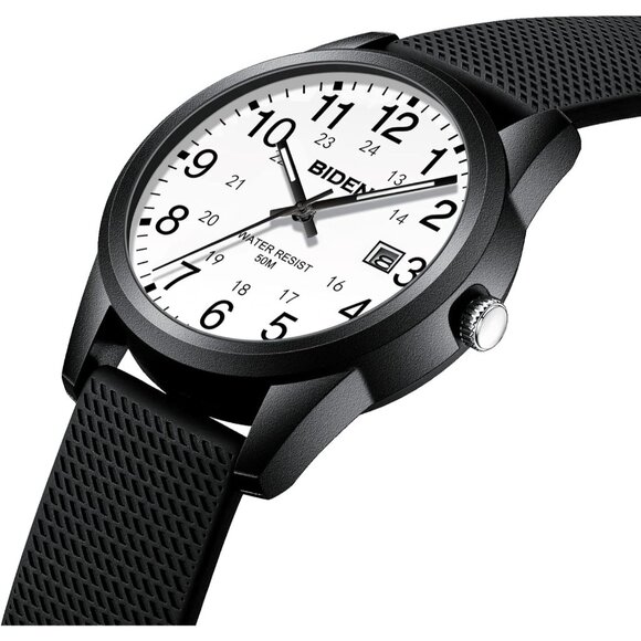 ⚡Black-white Watches for Men Women Military Time Glowing Easy to Read Dial - Picture 3 of 10